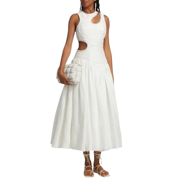 Aje Jolie Asymmetric Cutout Linen-blend Dress Size S/XS NEW - Picture 1 of 13